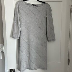 White/Black Striped Midi Dress